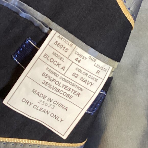 Carlo Monza Couture Men's Suit Blazer Jacket Size 44 Regular Navy Blue Pin Strip - Picture 6 of 9